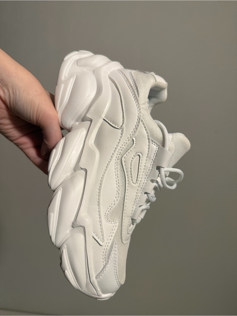 Women's White Chunky Lace-Up Sneakers. New with Tags